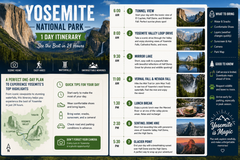 yosemite national park 1 day itinerary